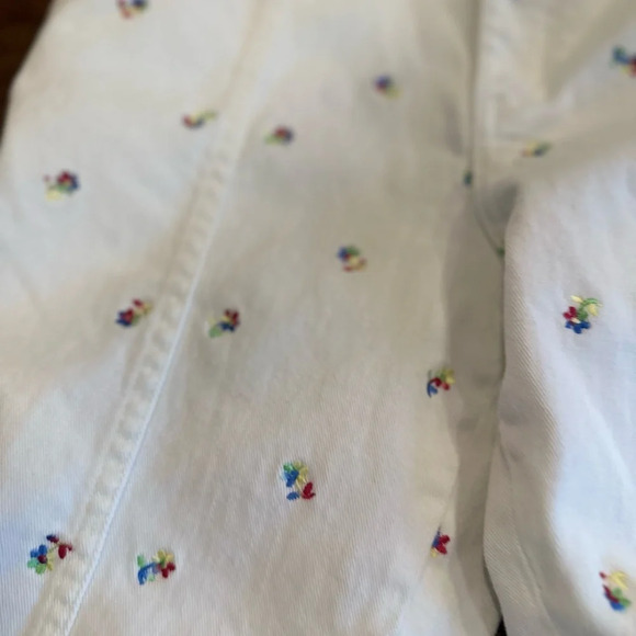 Something Navy Sylvia Floral Embroider Denim Pants White Size 2 U0770 - Picture 6 of 12